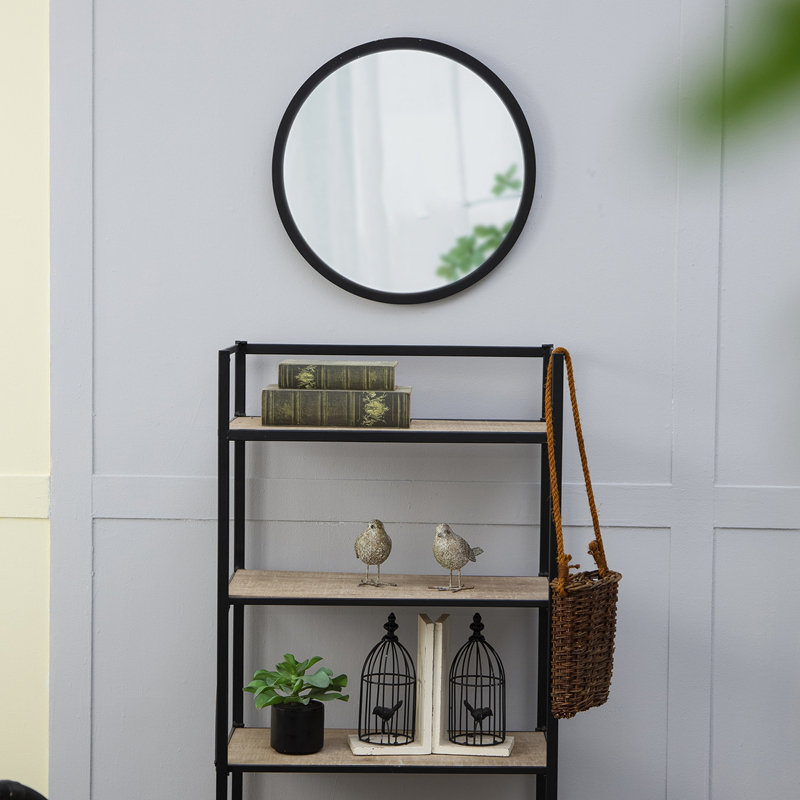 Miroir mural 20 "x 20" avec cadre en bois et finition noire, Noir