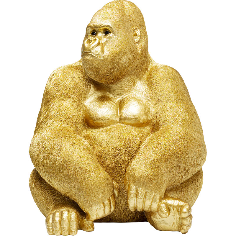 Deco Figurine Monkey Gorilla, 76cm H x 60cm W x 55cm D, Gold