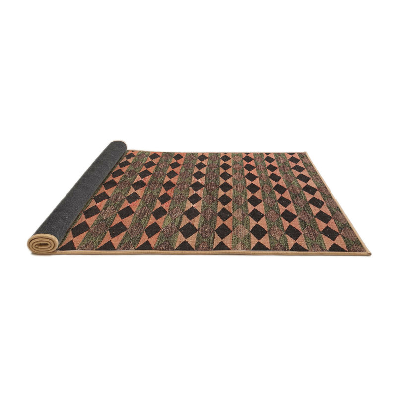 Tapis contemporain noir / beige / brun, Rond 7 pi