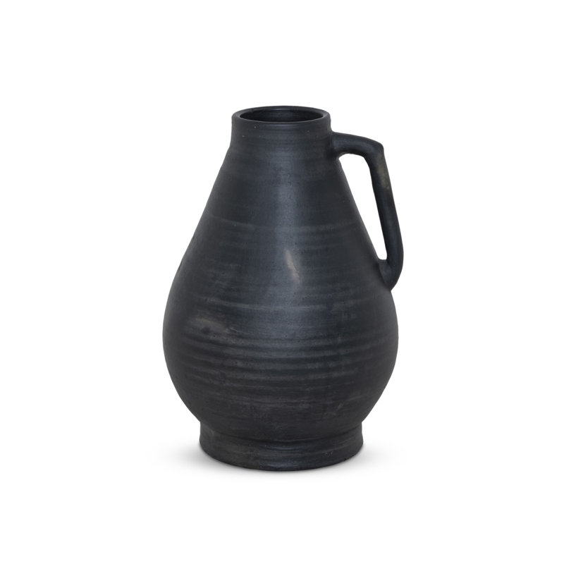 Sesto 16.5'' Terracotta Table Vase, Aged Black