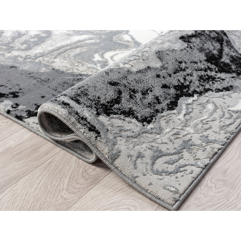 Tapis abstrait de la collection Ksamil, Tapis de couloir 2 pi 2 po x 7 pi 8 po