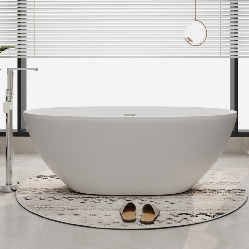 Baignoire de trempage autoportante de 61 po x 30 po, Blanc