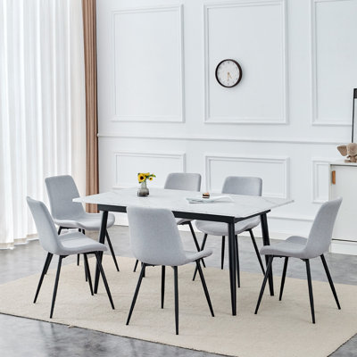Ensemble de table de cuisine moderne de 59 à 75 po avec structure en métal robuste, parfait pour la cuisine à domicile, peu encombrant