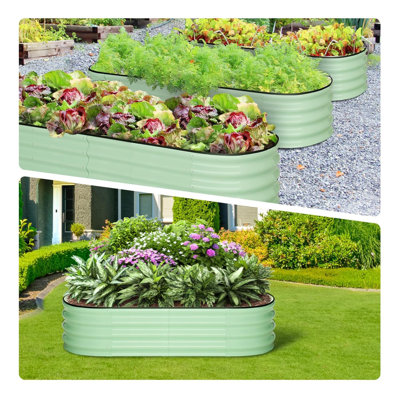 Premium Oval Galvanized Metal Raised Garden Bed