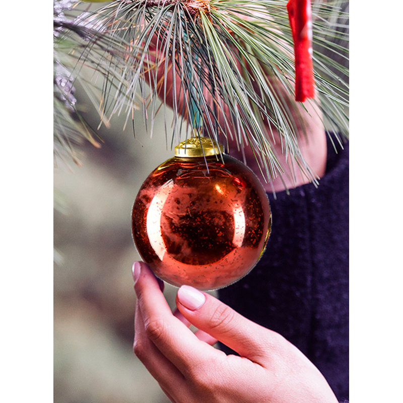 Serene Spaces Living, ensemble de 6 ornements d'arbre de Noël rouge, vert et or pour la décoration de Noël