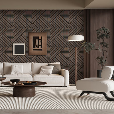 0.4 in. x 24 in. x 24 in. Smoked Self-Adhesive Square Edge MDF Decorative Wall Panelling (4-Pack)