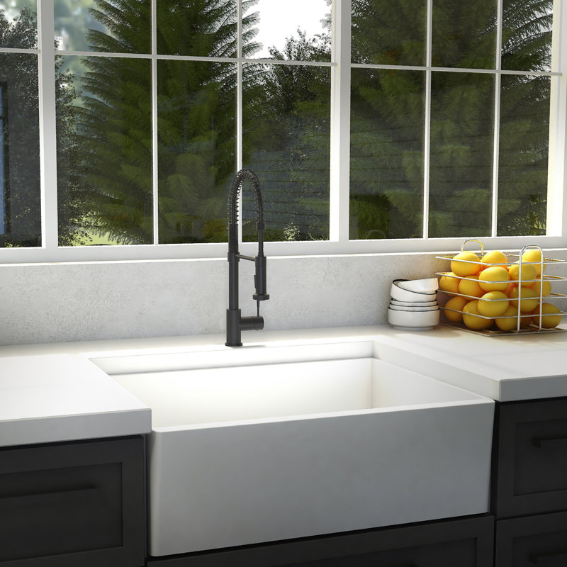 Apollo Pull Down Single Handle Kitchen Faucet with Side Spray and Accessories, Matte Black