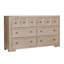 Commode large Kizie, 6 tiroirs, bronze, bois massif, 62 pouces-111934005