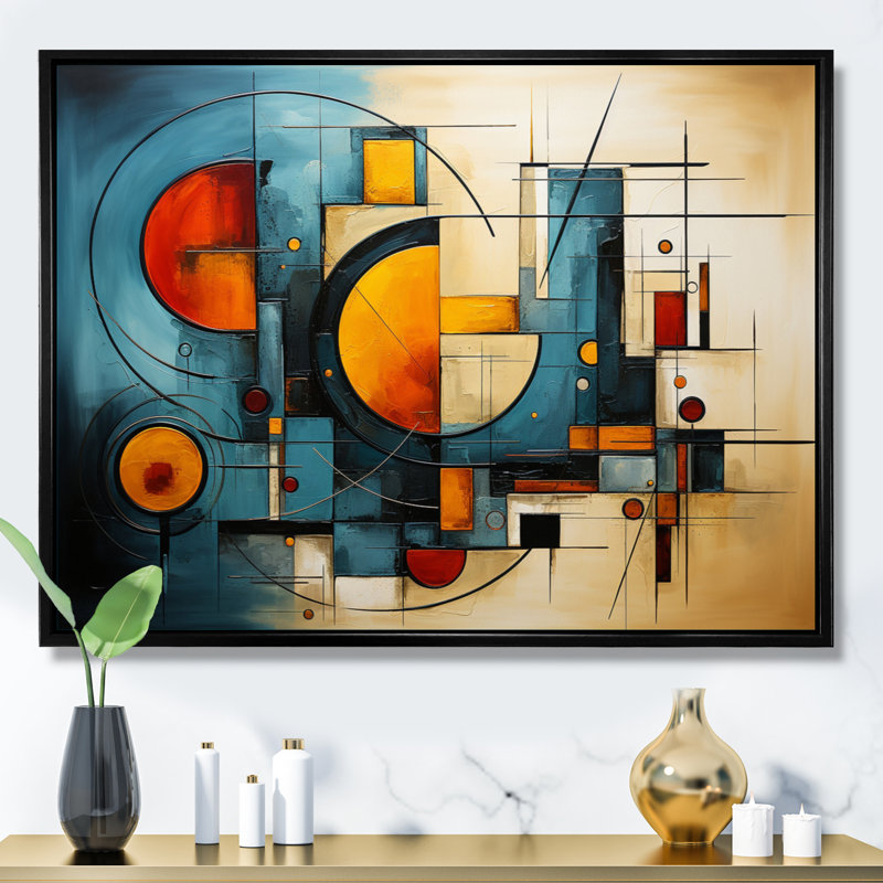 " Electric Array III ", 34" H x 44" W x 1.5" D, Black Floater Framed