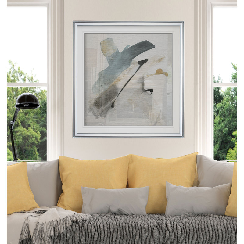«Sand and Sky III», peinture, H 16 po x l 16 po x p 1,5 po, Cadre argenté