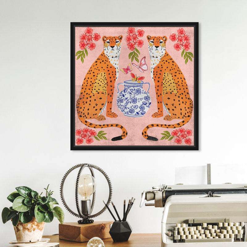 «Great Mother Cheetahs», impression sur toile, Toile avec cadre flottant, H 13 po x l 13 po, Noir