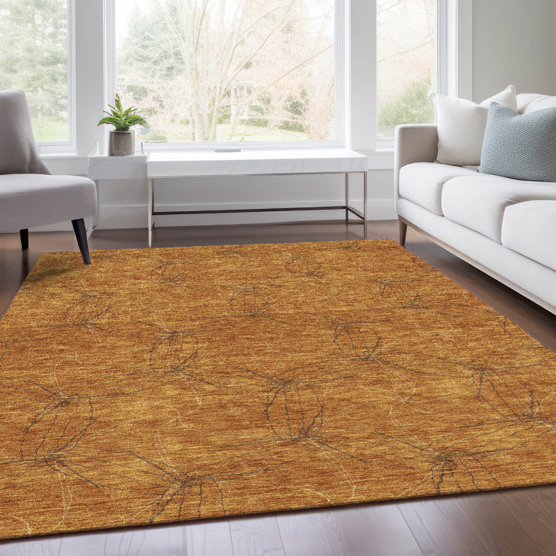 Tapis en cuivre Prisco lavable à la machine de qualité supérieure, Rectangulaire 8 pi x 10 pi