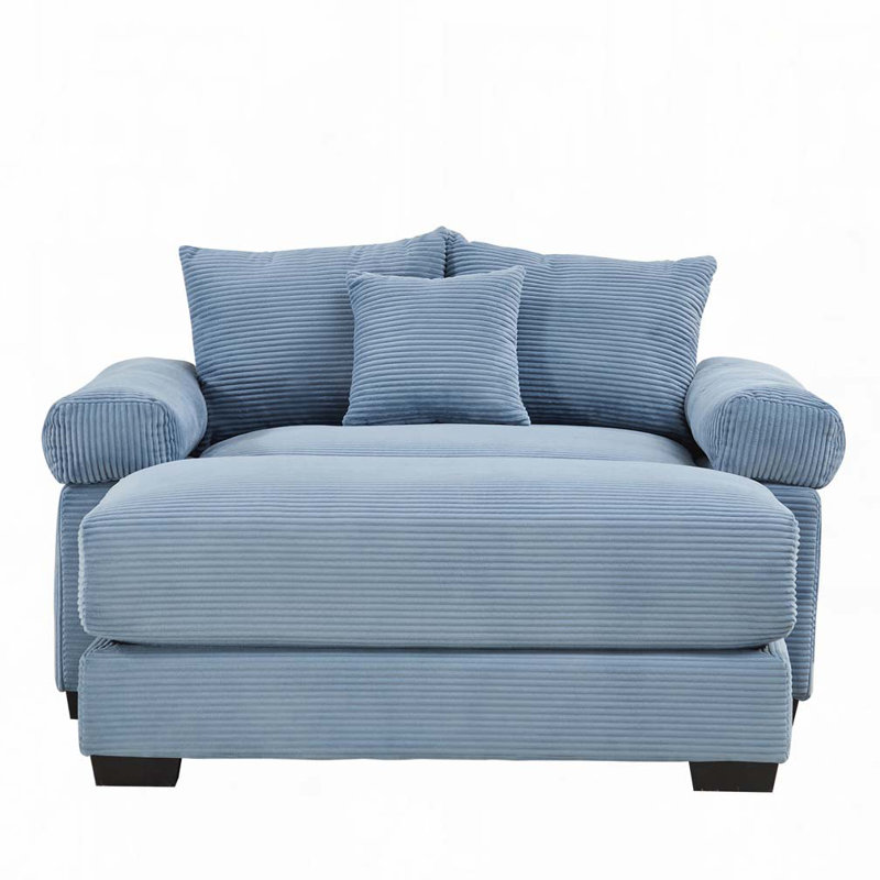 Fauteuil club avec repose-pieds 54,3 po, Bleu