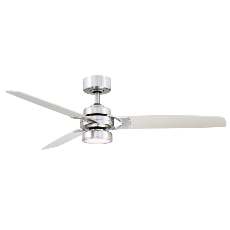 Amped 52 inch Indoor Ceiling Fan with LED Light Kit - Brushed Nickel with Brushed Nickel blades, Brushed Nickel