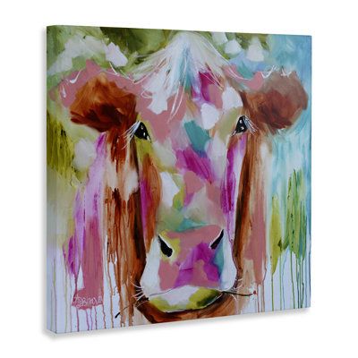 Toile Expressionist Vibrant Cow, design par Amanda Brooks