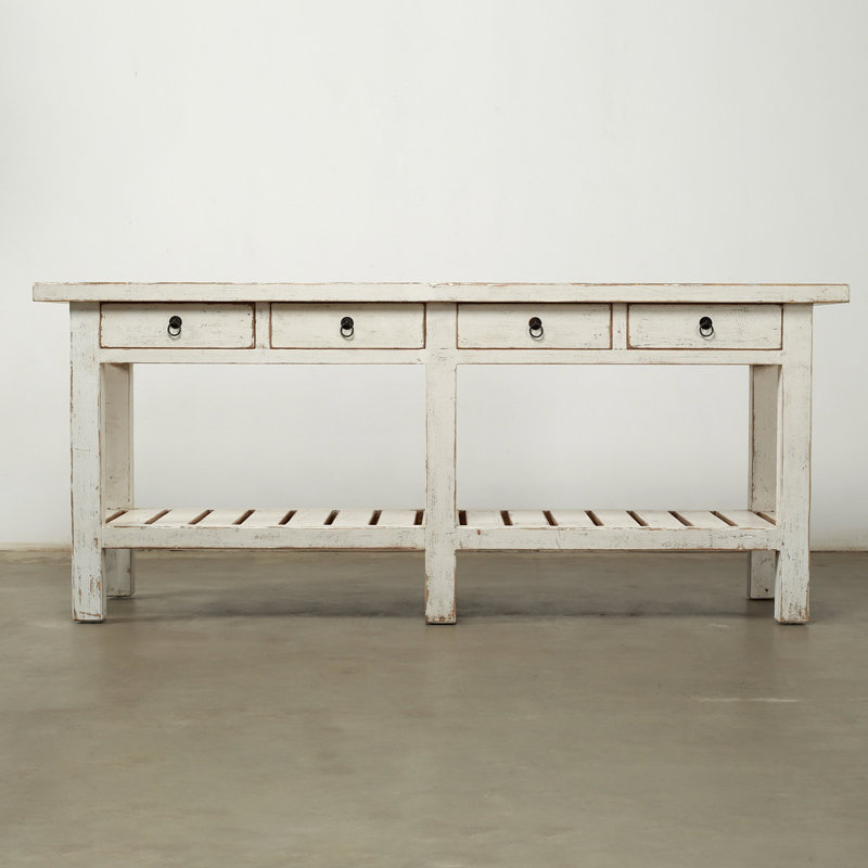 83'' W Solid Wood Console Table, White
