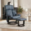 Fauteuils de massage inclinables avec repose-pieds, pivotants en bois et cuir PU bleu, pour un confort moderne à domicile.-327531606