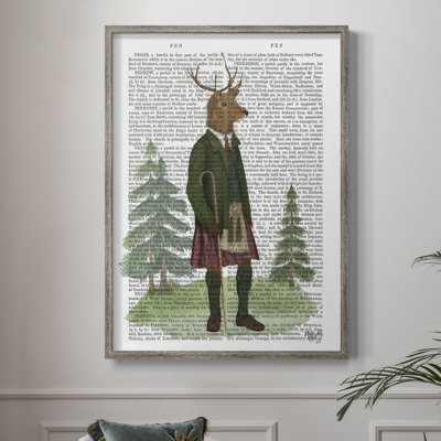 Scottish Deer Alistair McStag, complet, reproduction d'art encadrée - bois massif