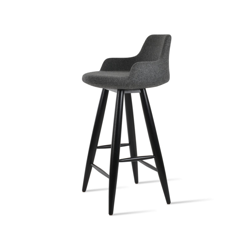 Tabouret de bar et de comptoir Dervish Baba, Wengé, Tabouret de bar (siège d'une hauteur de 29,5 po), Gris foncé