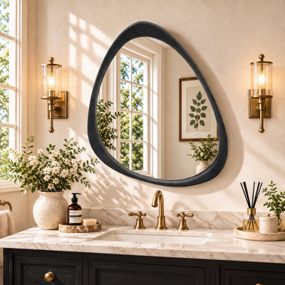 Asymmetrical Wood Framed Accent Wall Mirror