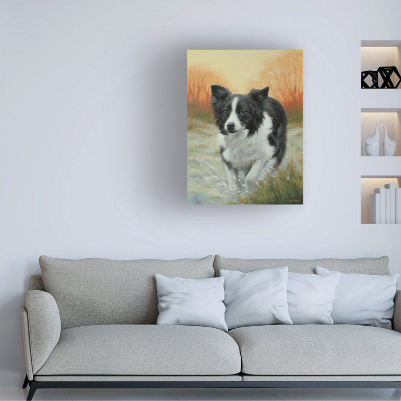 «Animaux Border Collie In Winter Landscape», reproduction sur toile, H 24 po x l 18 po x P 2 po