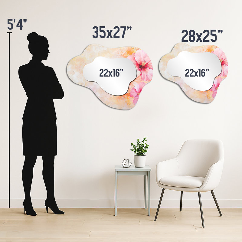 Miroir mural botanique - Hibiscus tropical au Mexique, impression sur métal, 27" x 35"