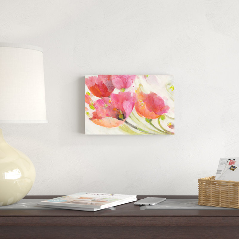 Coquelicots dans la brise par Albena Hristova - peinture sur toile tendue, H 32 po x l 48 po