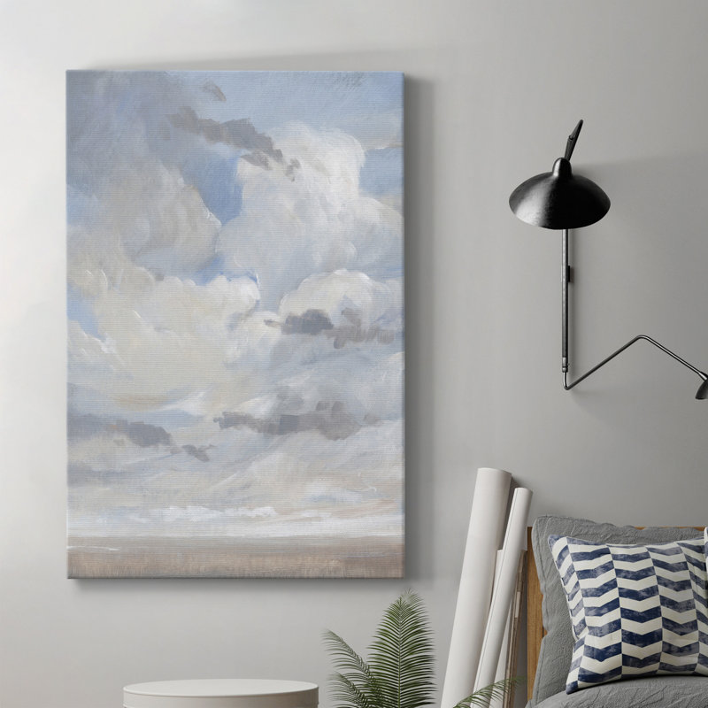 Ciel bleu I, toile tendue avec châssis de qualité supérieure - prête à être accrochée, H 12 po x l 8 po x P 1 po