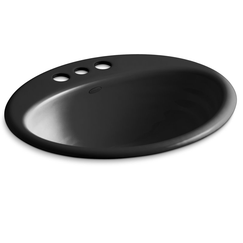 Ellington Metal Oval Drop-In Bathroom Sink with Overflow, Black Black
