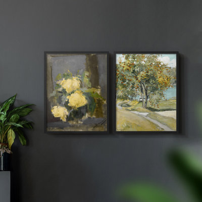Vintage Floral XXXV - Impression Giclée sur cadre - ensemble de 2