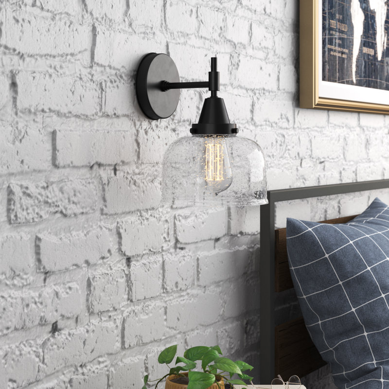 Gayle Chrome Armed Sconce, Seedy, Incandescent, Matte Black