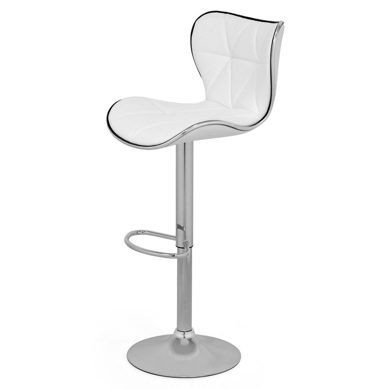 Swivel Upholstered Adjustable Height Counter Stool, White
