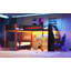 Lit superposé simple en forme de L avec lit mezzanine de jeu simple, bureau intégré, tablettes et DEL