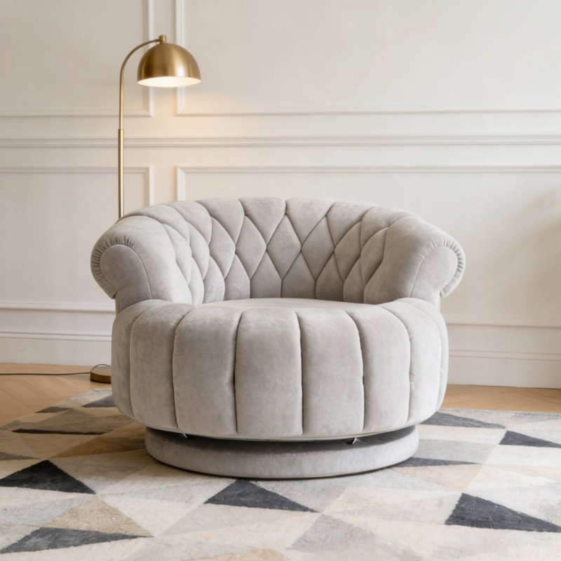 Chaise d'appoint ronde et pivotante, Gris