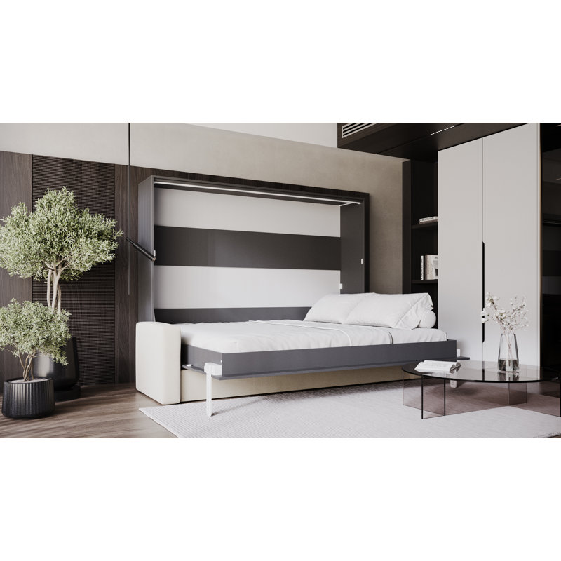 Neidelin Upholstered Bed, Grey/Cream