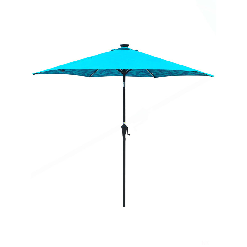 Parasol 9 pi avec motif Light léger, Cyan Floral
