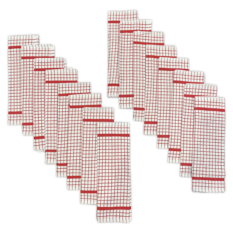 Cotton Checkered Dish Cloth Kitchen Towel, Red