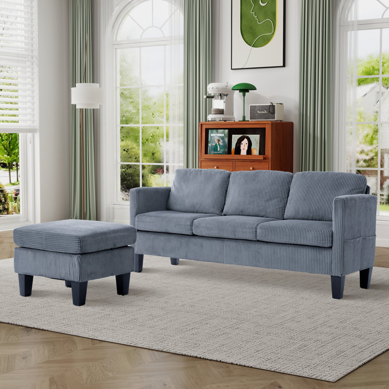 Canapé modulaire convertible en L en forme de L avec repose-pieds réversible avec rangement, Gris