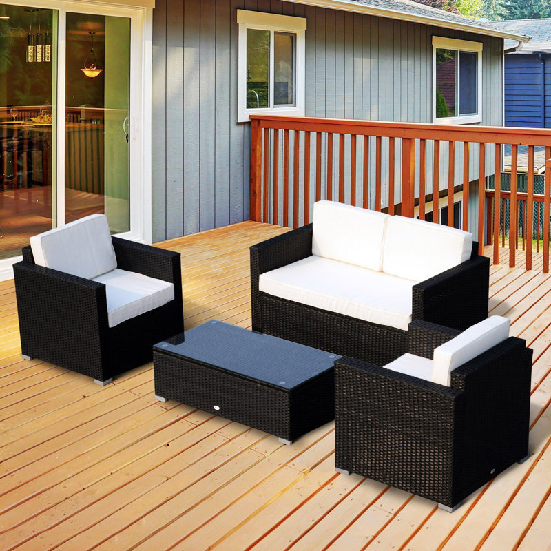 Holleran Rattan 4 - Person Seating Group