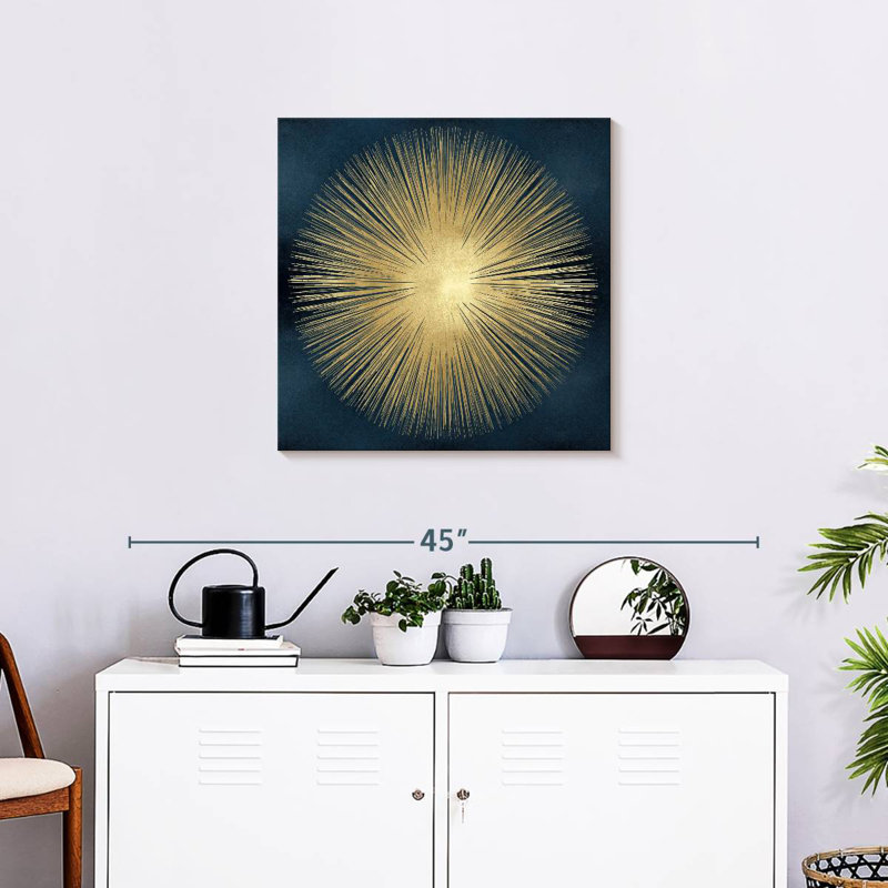 Sunburst Gold On Blue I, 24" H x 24" W
