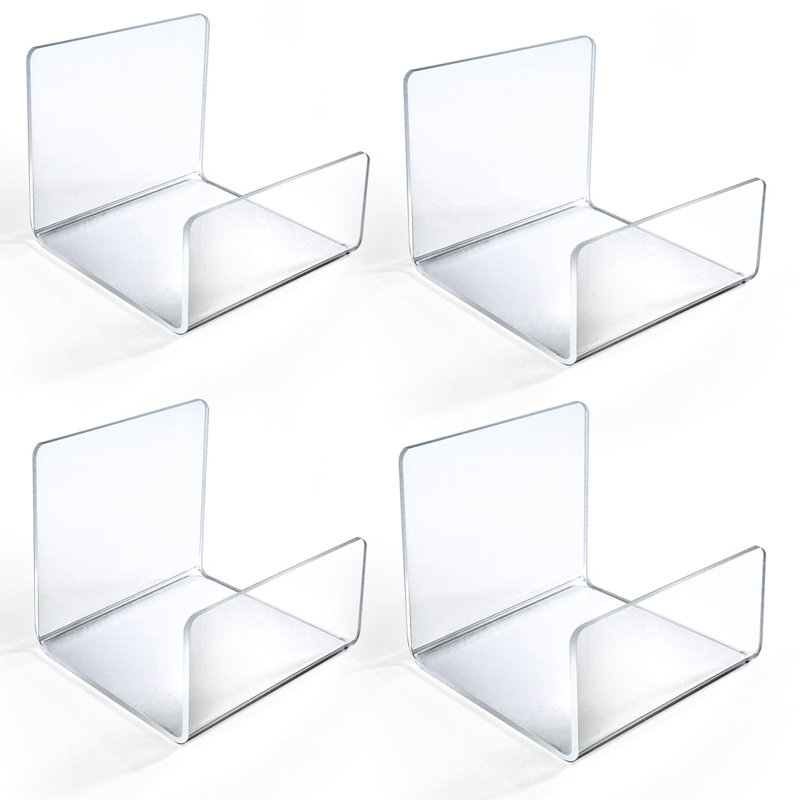 Clear Acrylic U-Shaped Easel Stand with Front Lip, 4-Pack