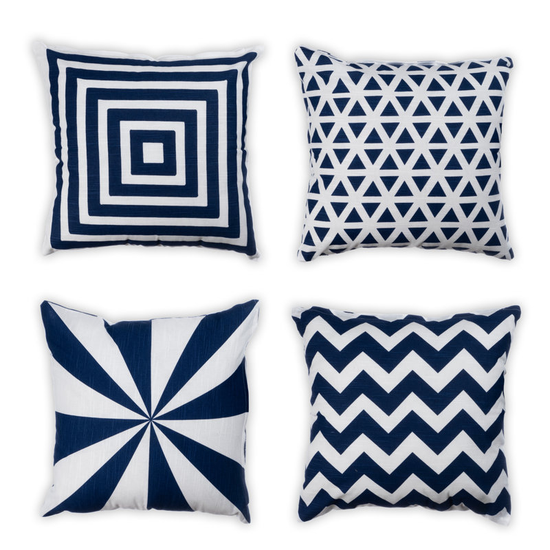 Niell Square Cushion Cover, Navy/White