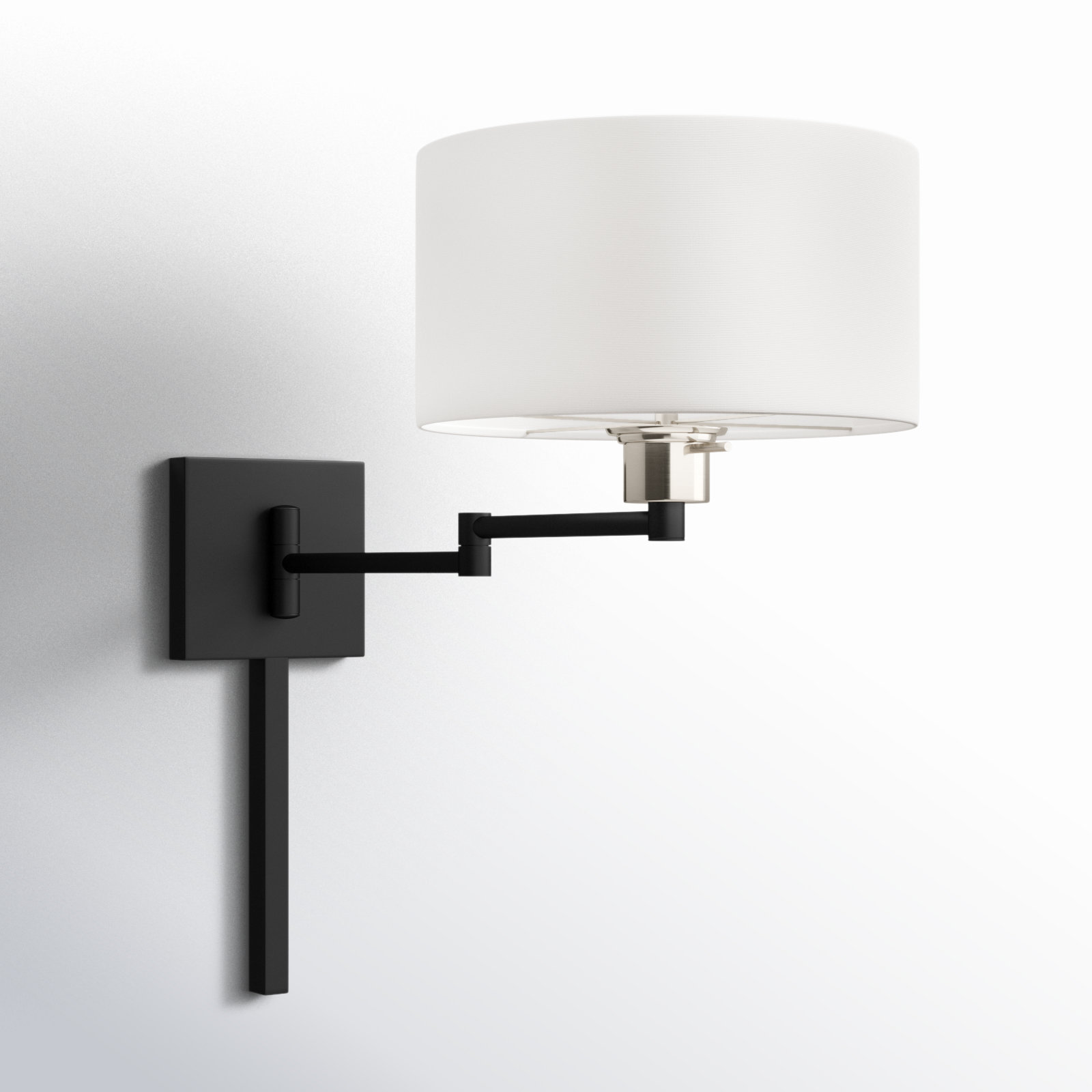 Kevyn Single Light Dimmable Swing Arm Sconce, Off White, Black