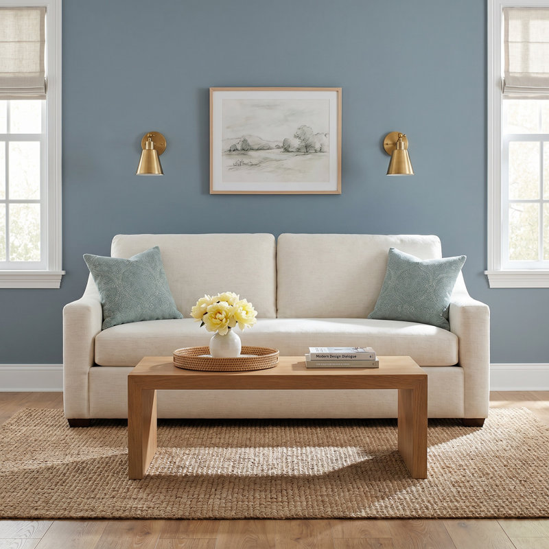 Cranbrook Upholstered 88'' Sofa, Lena Off White Performance Linen Blend