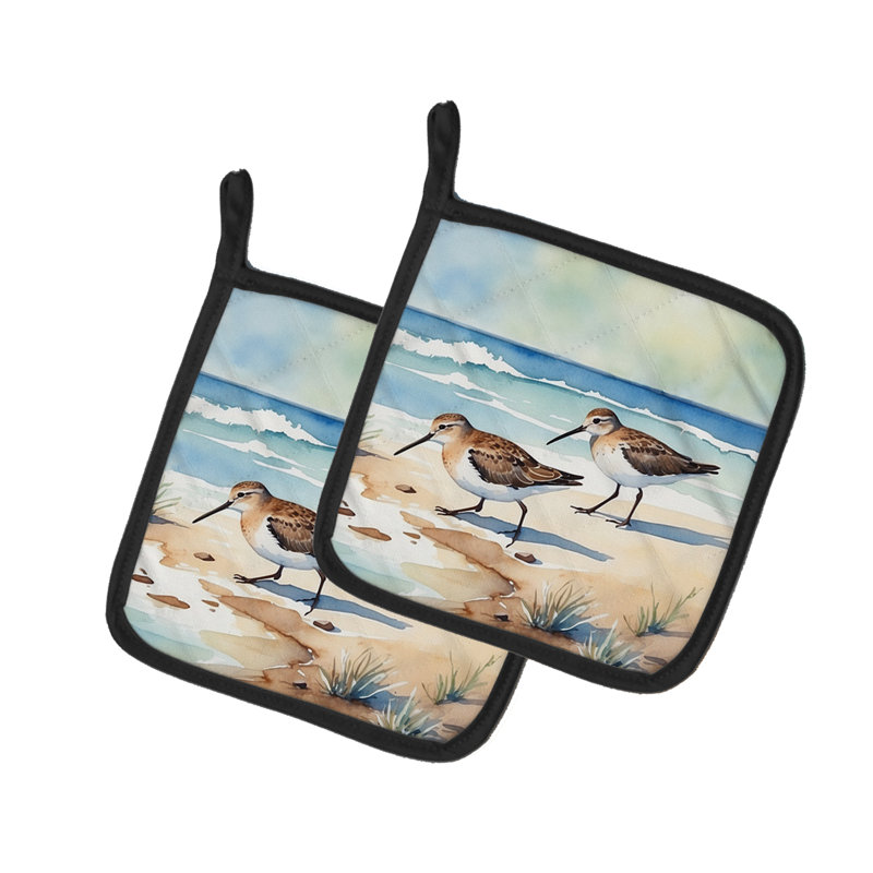 Sandpipers Hunting Pair of Pot Holders