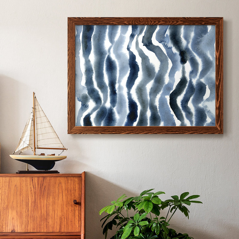 «True Blue Wave II», reproduction d'un seul cadre photo sur toile, Cadre érable, H 26 po x l 38 po x P 1,5 po