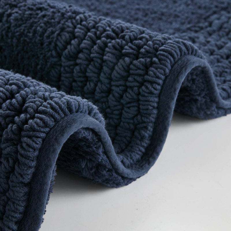 Tapis 100% coton 24 x 36 po réversible bleu marine 3000 g / m² - dense et confortable, durable