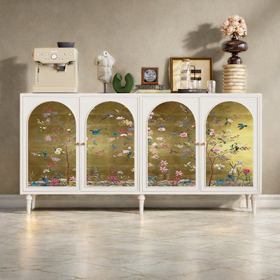 Large-capacity four-door wooden sideboard