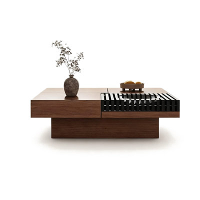 Retro Nut-Brown Manufactured Wood Square Coffee Table
