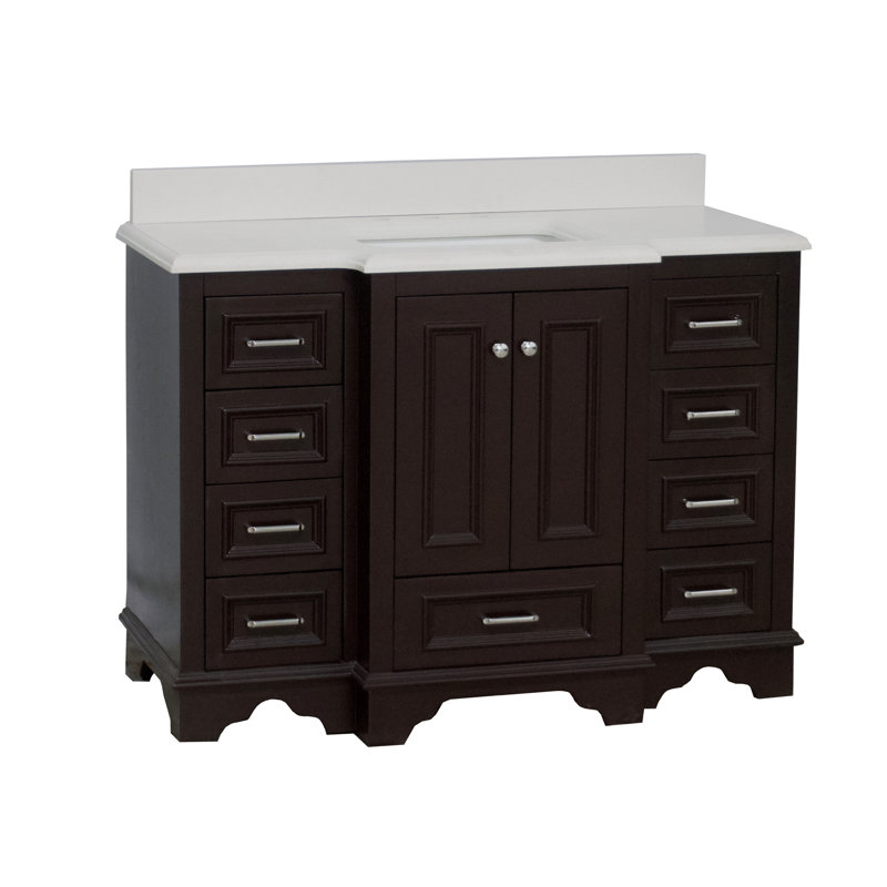 Ensemble de meuble-lavabo simple 48 po Loughlam, Chocolat, Quartz